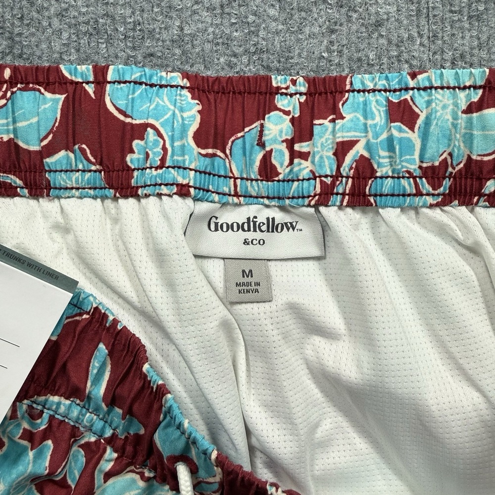 Goodfellow & Co Mens Swim Trunks Medium Red Blue Floral 5" Lined NWT - Picture 8 of 8